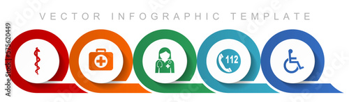 Healthcare icon set, miscellaneous icons such as cadyceus, first aid, doctor, emergency call and wheelchair for webdesign and mobile applications, flat design infographic vector template in eps 10