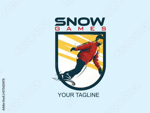 vector set of skiing logos, emblems and design elements