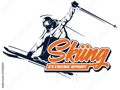 vector set of skiing logos, emblems and design elements
