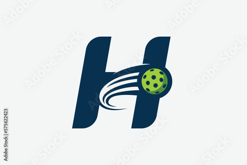 pickleball logo with a combination of letter h and a moving ball for any business especially pickleball shops, pickleball training, clubs, etc.