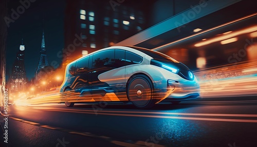 Autonomous electric self-driving. public transportation with Generative AI Technology.