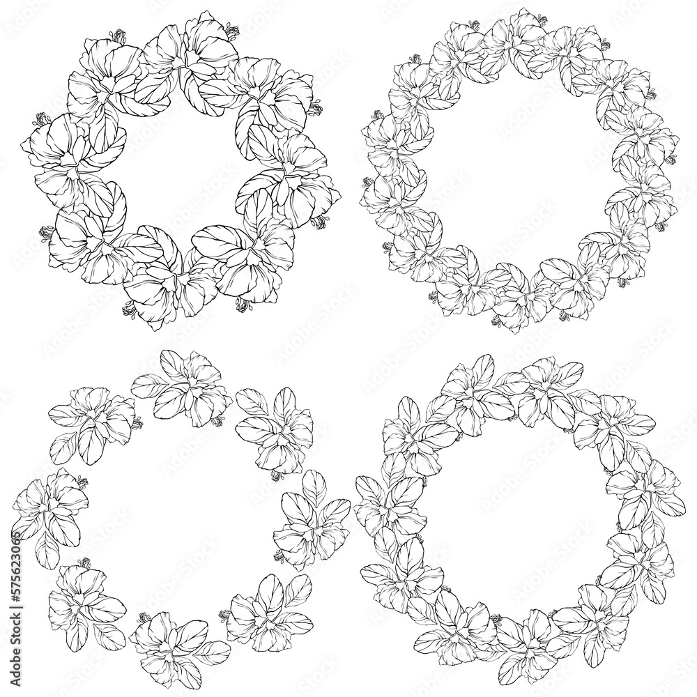 Obraz premium wreaths of flower , colouring book