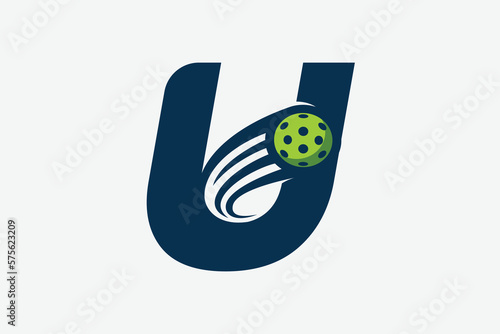 pickleball logo with a combination of letter u and a moving ball for any business especially pickleball shops, pickleball training, clubs, etc.