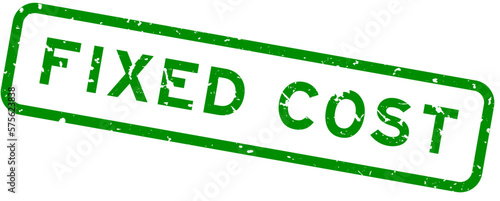 Grunge green fixed cost word square rubber seal stamp on white background