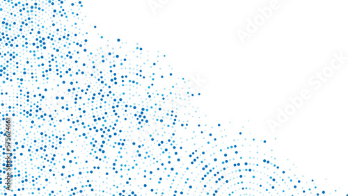 Dotted blue frame background ornament. Texture of circles, spheres, particles. Chaotic pattern. Mosaic, labyrinth. Poster for presentation, medicine, business, computer screensaver. Vector