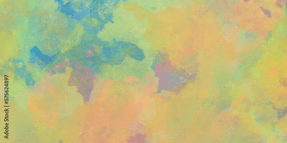 Brushed Painted Abstract rainbow colors Colorful watercolor background with stains, Creative fantasy aquarelle watercolor textured with space for text, color dissolve Brushed Painted watercolor.	