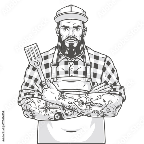 Cool restaurant chef sticker monochrome