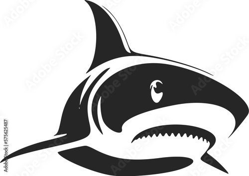 Vector logo of stylish black and white shark for your brand.