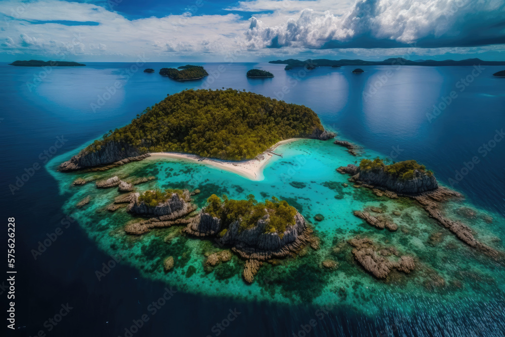 Island chains in the sea. Aerial photos of the Philippine dream islands