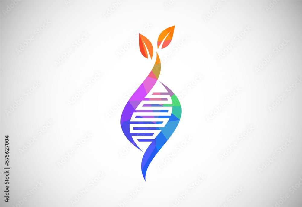 Fototapeta premium Polygonal DNA vector logo. Genetics logo design concept. Logo for medicine, science, laboratory, business, and company identity