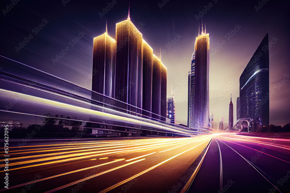 The light trails on the modern building background in shanghai china. The light trails on the modern building background in shanghai china.