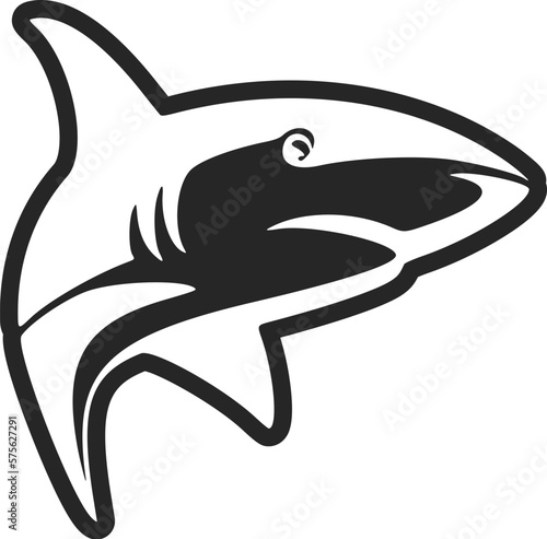 An exquisite black and white shark logo vector, designed to elevate your brand.