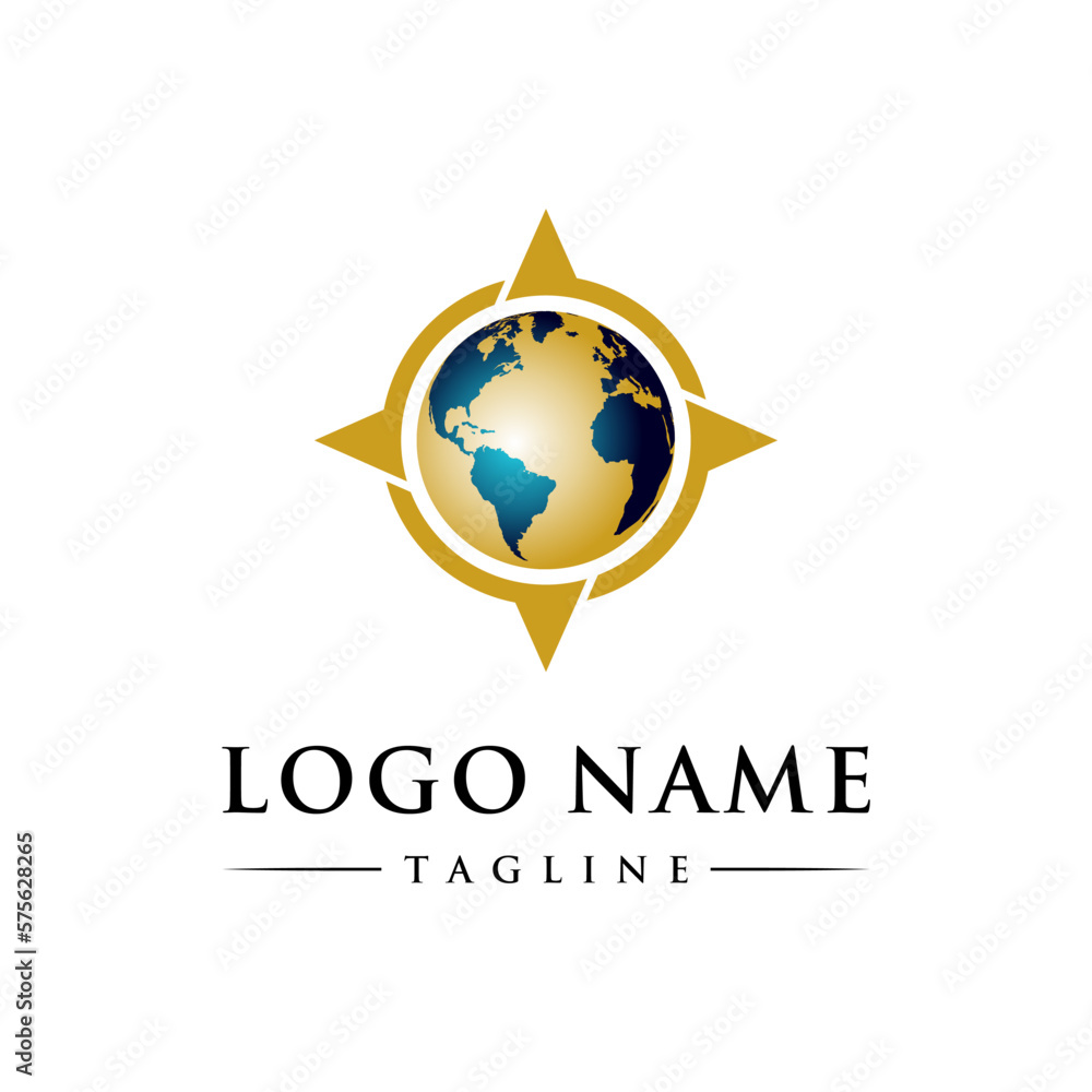 Vintage Luxury Logo Design for Gold Mining Company, Travel Brand, Worldwide Logistics Business