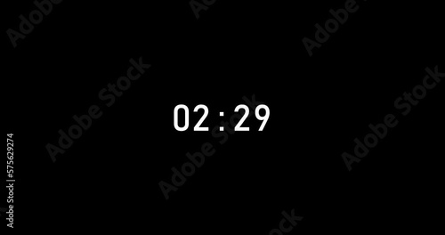 3 seconds digital timer countdown animation is isolated on black background. countdown timer, 3 sec stopwatch animation template video footage