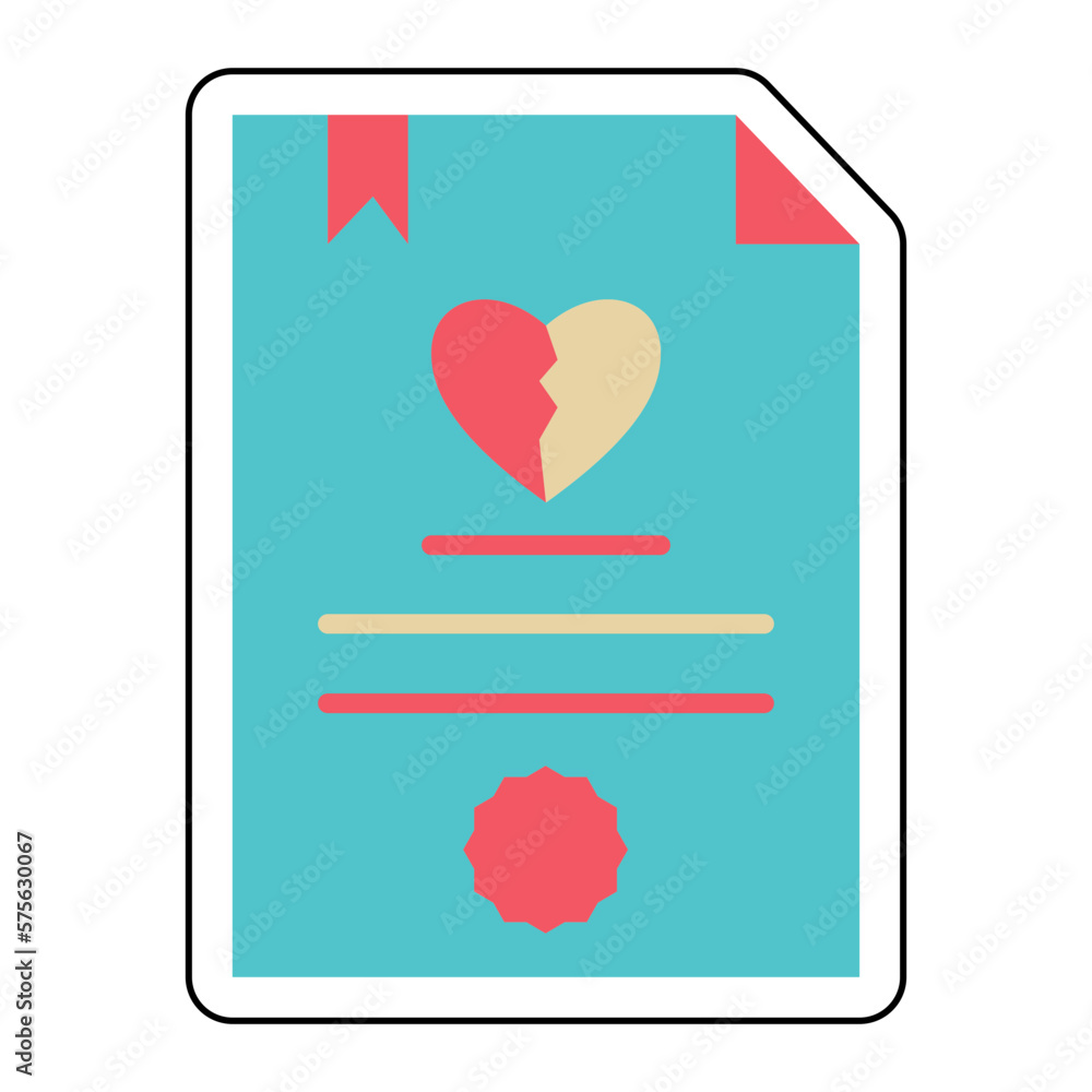 Sticker DIVORCE DOCUMENT design vector icon Sticker DIVORCE DOCUMENT design vector icon