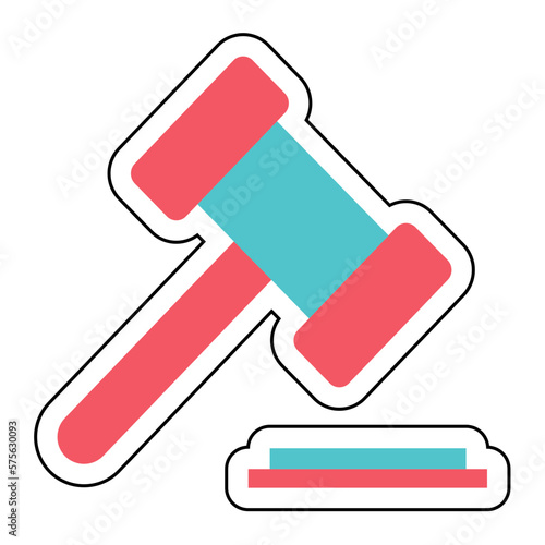 Sticker GAVEL design vector icon