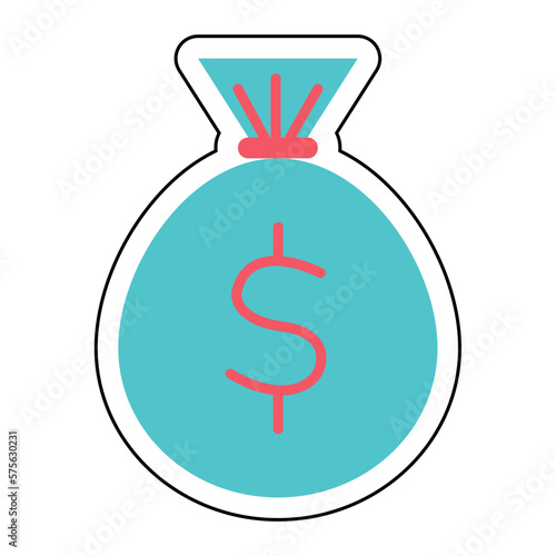 Sticker MONEY BAG design vector icon