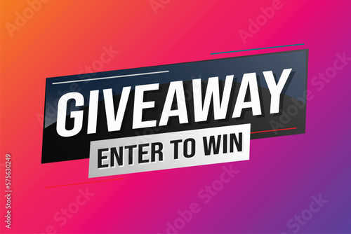 giveaway enter and win word vector illustration blue 3d style for social media landing page, template, ui, web, mobile app, poster, banner, flyer, background, gift card, coupon, label, wallpaper	