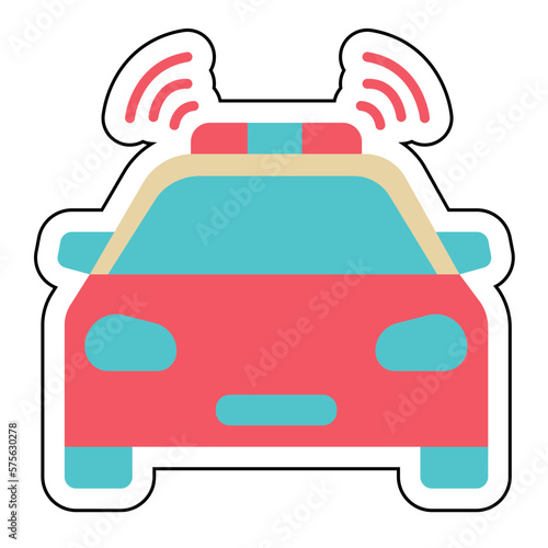 Sticker POLICE CAR design vector icon