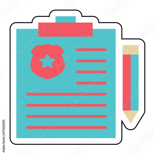 Sticker POLICE REPORT design vector icon