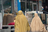 Pakistani women cowered with burqa on the street of Peshawar Pakistan
