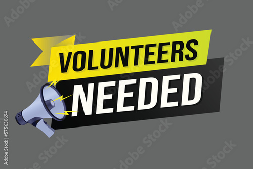 Volunteers needed word concept vector illustration with lines 3d style for social media landing page, template, ui, web, mobile app, poster, banner, flyer, background, gift card, coupon, label	