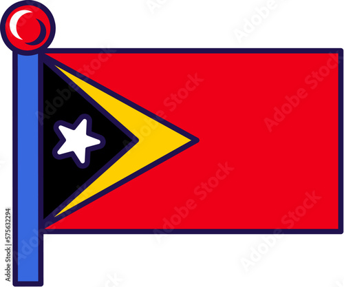 East timor democratic republic nation flag vector