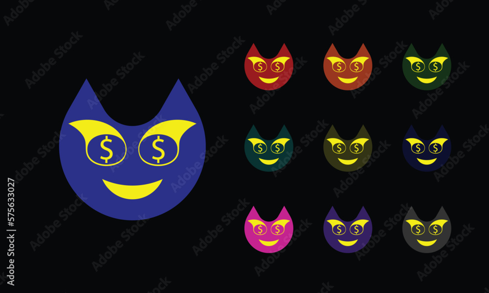 Money emoji icon. Glowing  emoticon with dollar eyes and tongue, money love
