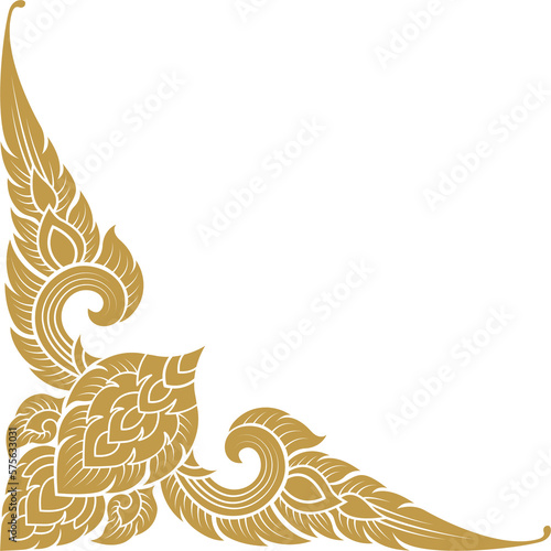 Gold corner art  asian buddhism temple png file for decoration motifs for ceiling pattern  flyers  poster  web  banner  and card