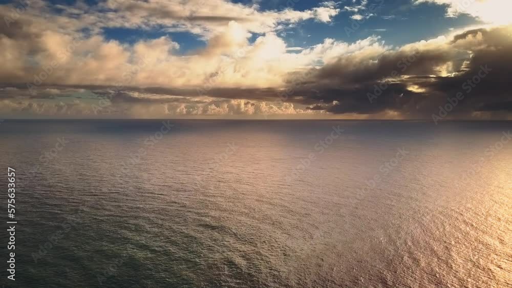 Aerial view of beautiful seascape with stormy clouds. Shot in New Zealand, Cape Reinga. Aerial view of beautiful seascape with stormy clouds. Shot in New Zealand, Cape Reinga.