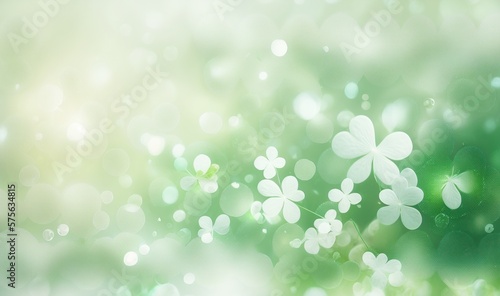 Soft Pastel Saint Patrick s Day Clover Sweet Candy Background with Bokeh. Generative AI.