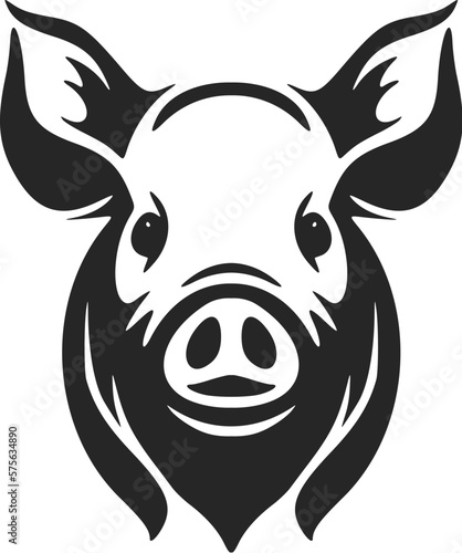 A stylish black and white pig logo for your brand  Vector files included.