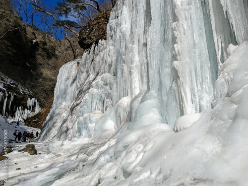 Unryu Valley with giant icicles in Nikko City, Tochigi Prefecture, Japan in February.