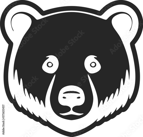 A stylish black and white bear vector logo.