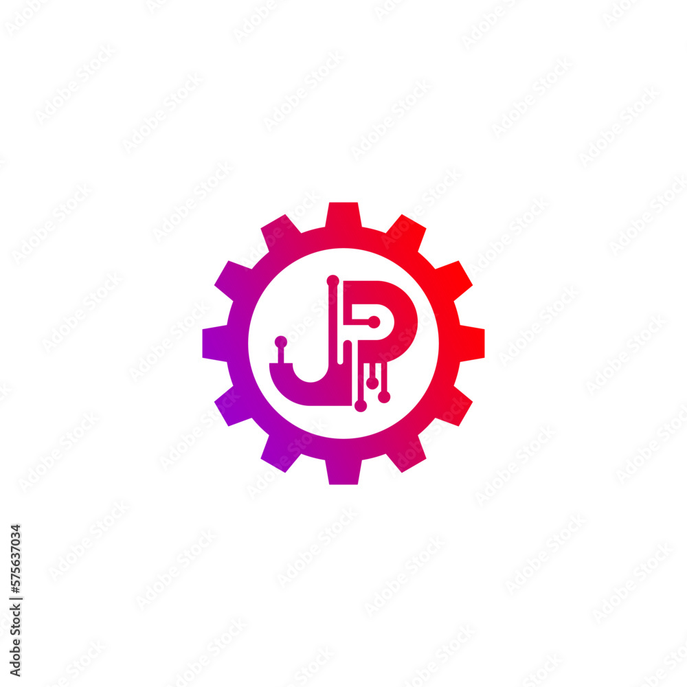 logo design icon letter JP technology unique logo design icon letter JP technology unique