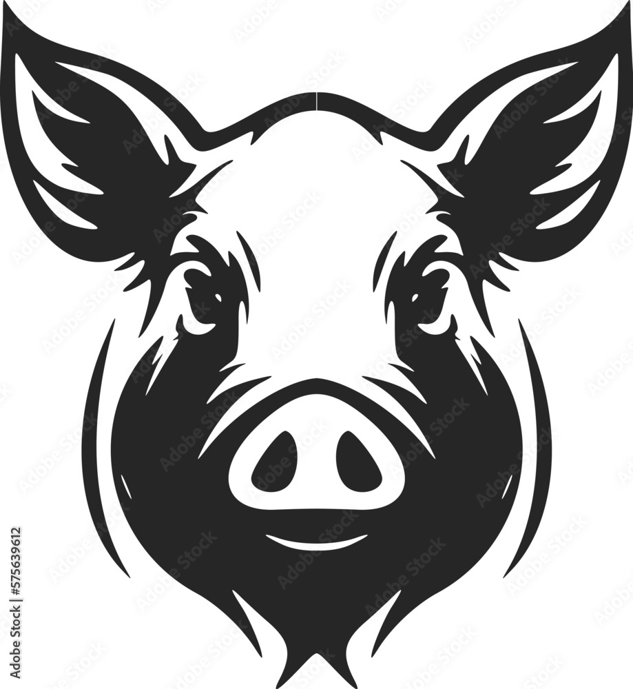 A black and white pig logo vector, perfect for branding your company elegantly.