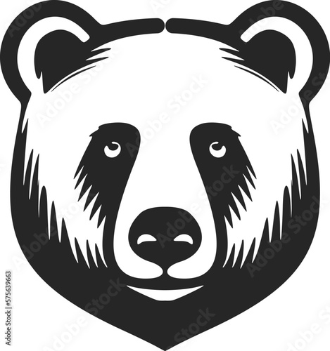 White and black bear vector logo sleek and stylish.