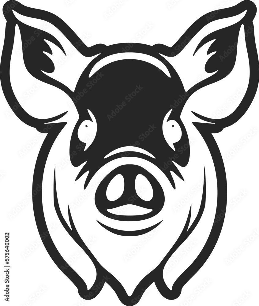Elegant black and white pig logo vector for your brand identity. Stock
