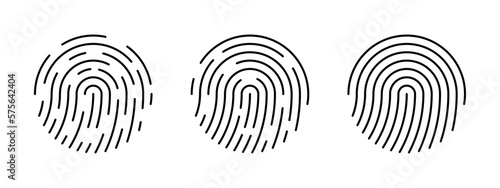 Vector flat fingerprints icon set. Touch ID. Personal identification. Thumbprint icon collection. Different fingerprints . Person identification. Vector