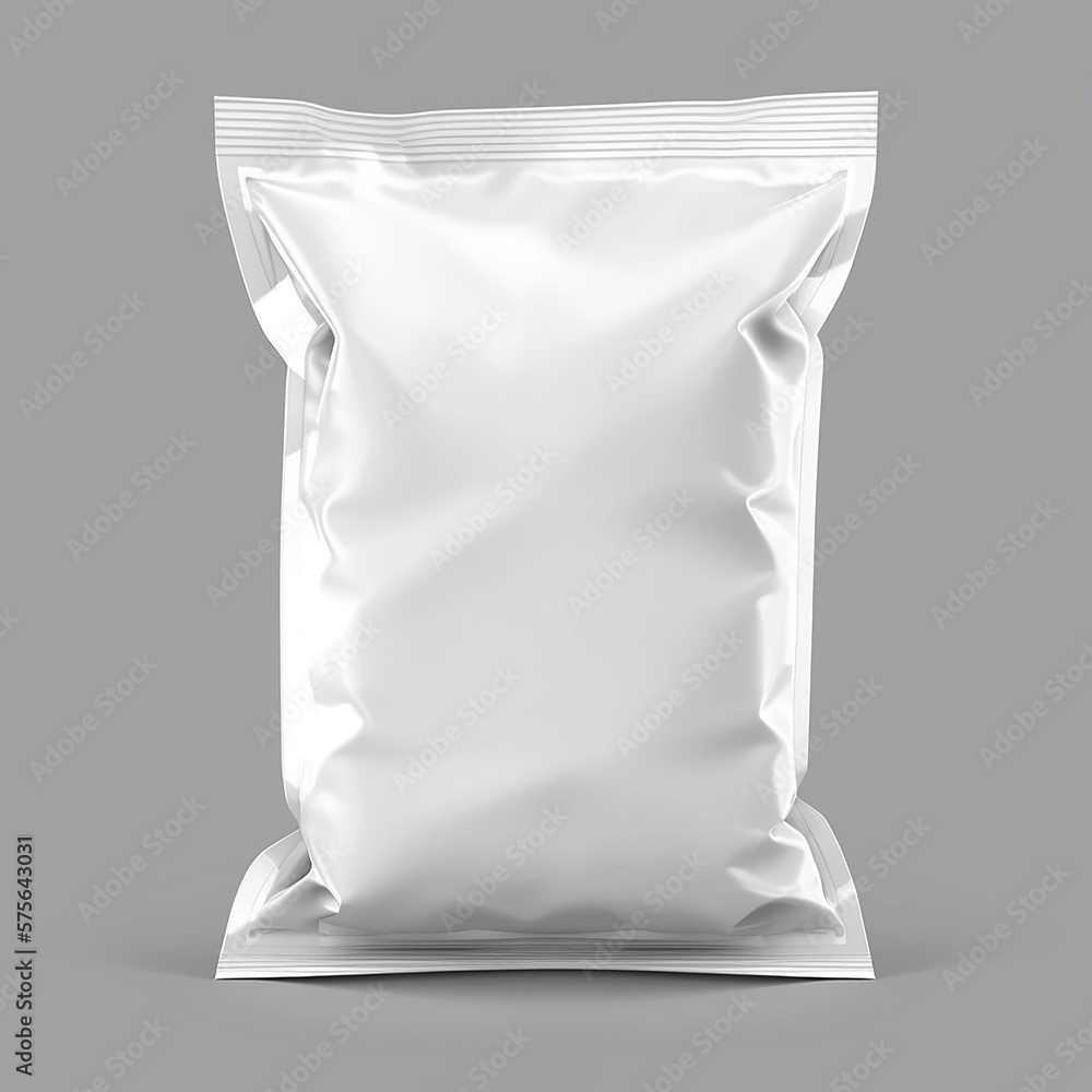 Plastic bags, foil chips packet mockup, generative ai