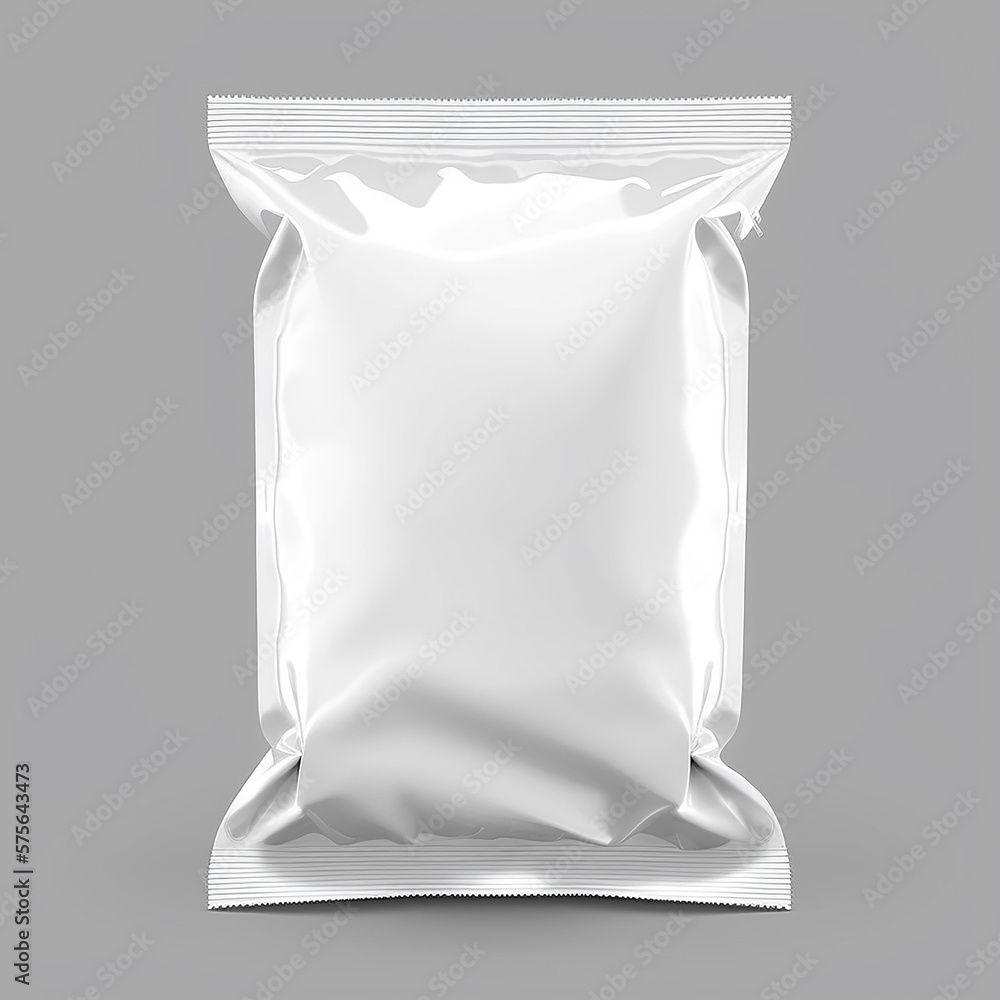 Plastic bags, foil chips packet mockup, generative ai