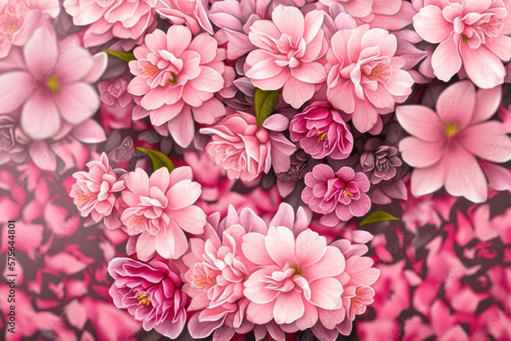 Rose Garden: Stunning Pink Floral Wallpaper, Generative AI