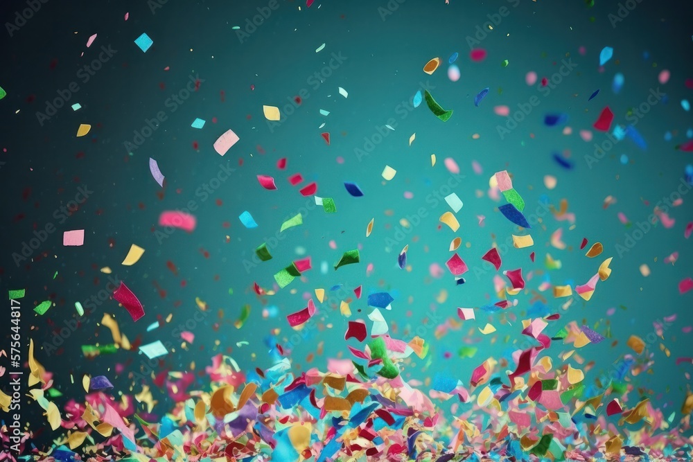 Colorful Celebration: Rainbow  Confetti Burst Background, Generative AI