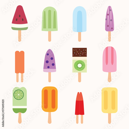 delicious Ice cream sundaes set sweet summer delicacy