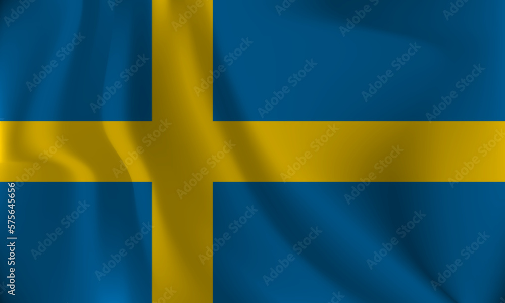 Flag of Sweden, with a wavy effect due to the wind. Flag of Sweden, with a wavy effect due to the wind.