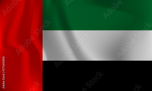 Flag of United Arab Emirates, with a wavy effect due to the wind.