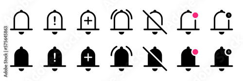 Notification Bell Icon Set. Set of Notification Alert Bell Vector Icon Symbols.
