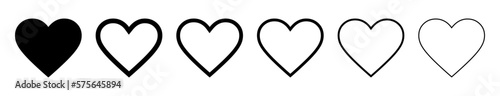 Heart Icon With Editable Stroke. Love Heart Shape Outline Vector Icons with Live Stroke. Heart Icon Vector Illustration