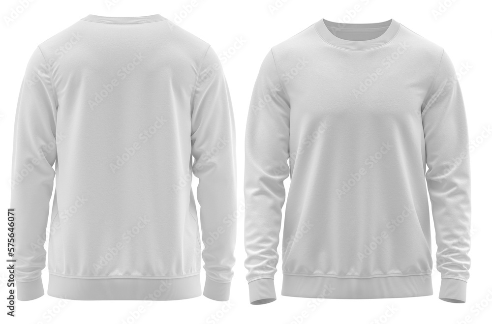Sweatshirt Long-sleeve Round neck Rib cuff and hem, fabric texture, and topstitching with very high-quality 3D render for Apparel Mockup Sweatshirt Long-sleeve Round neck Rib cuff and hem, fabric texture, and topstitching with very high-quality 3D render for Apparel Mockup