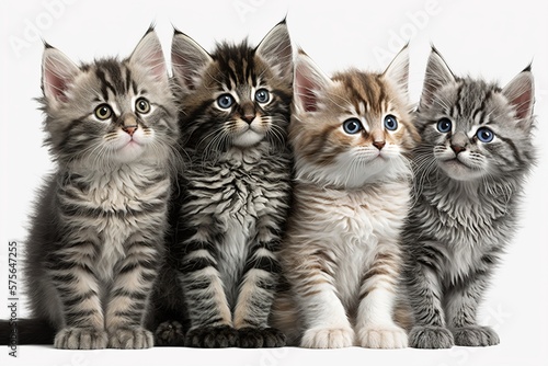 Maine Coon kitten on a white background. Generative AI